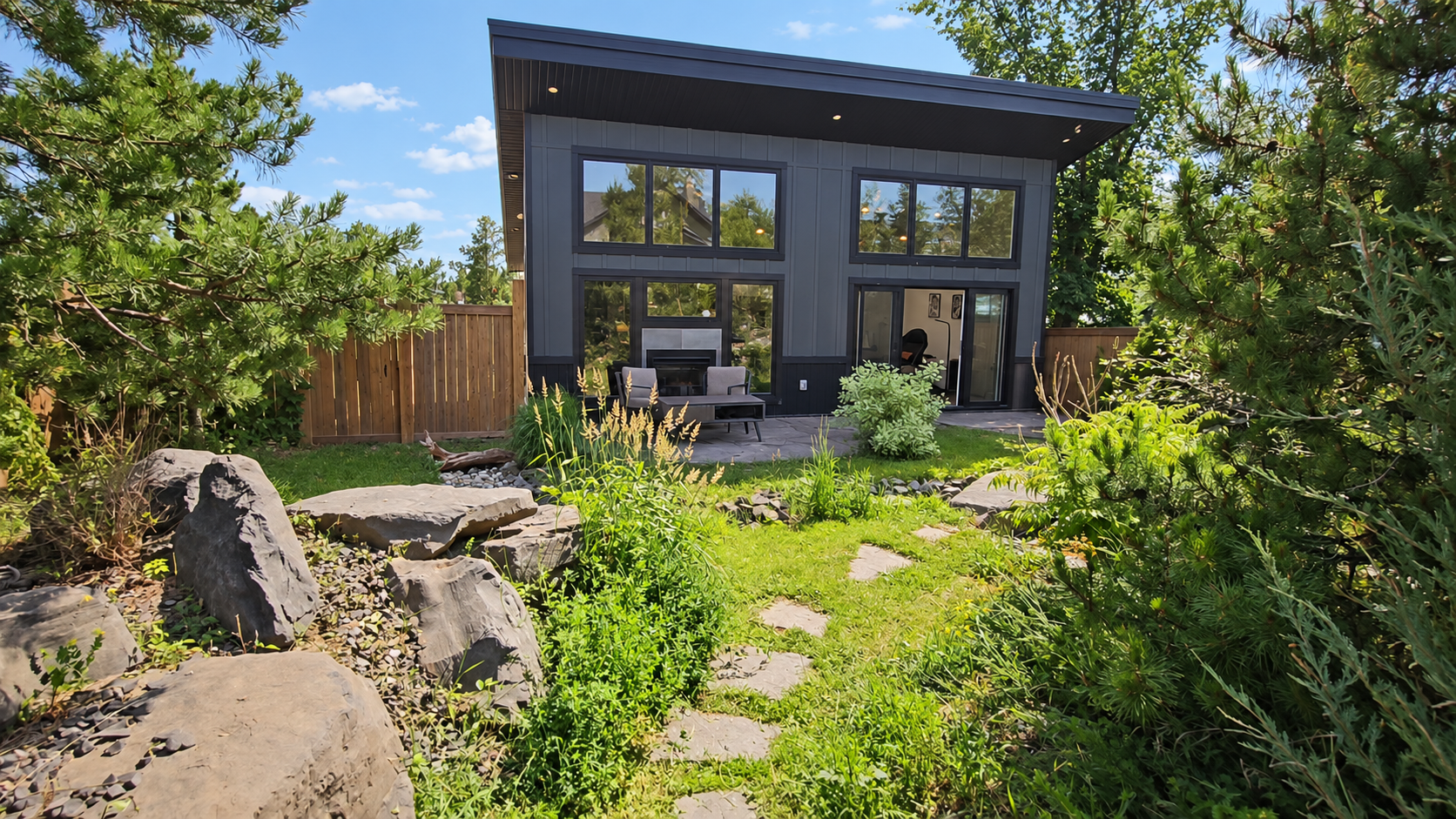 The private garden outside Black Diamond Tattoo