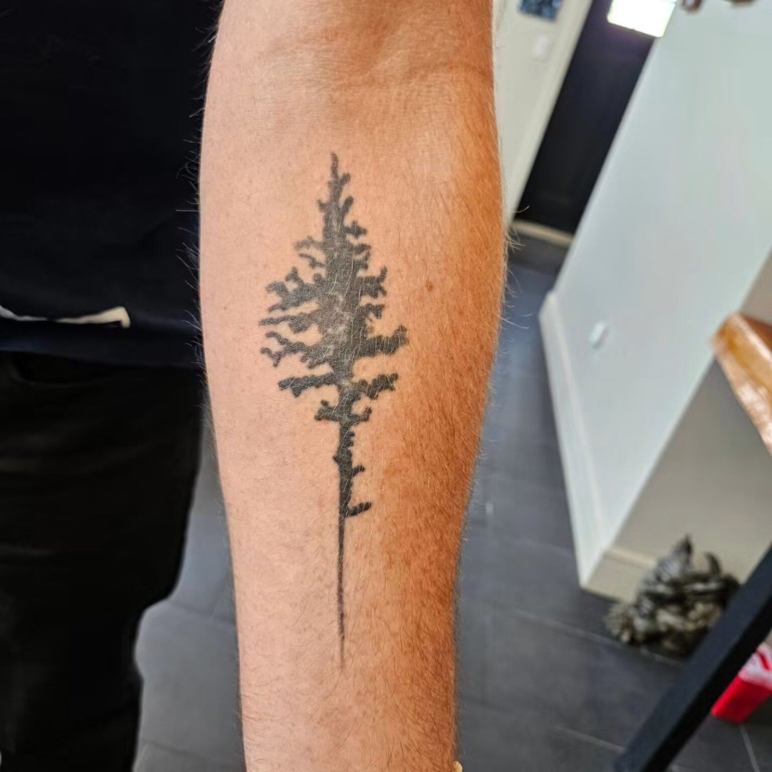 Small tree tattoo before cover-up